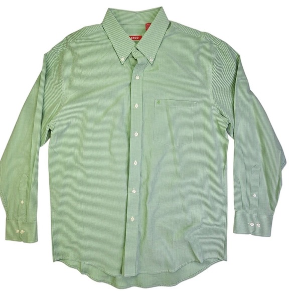 Izod Other - IZOD Mens Green Micro Check Button Down Long Sleeve Shirt Large 490295